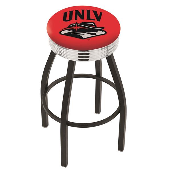L8B3C UNLV 25-Inch Swivel Counter Stool with a Black Wrinkle and Chrome Finish 