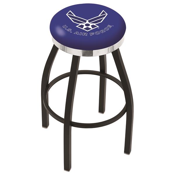 L8B2C U.S. Air Force 25-Inch Swivel Counter Stool with a Black Wrinkle and Chrome Finish 