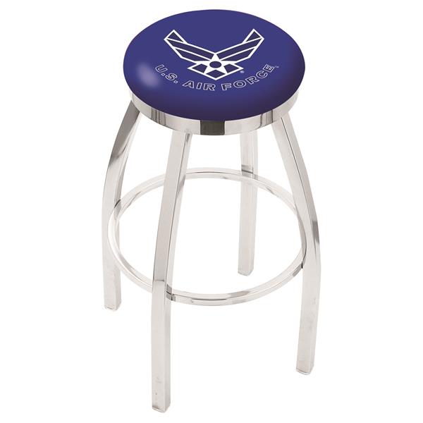 L8C2C U.S. Air Force 25-Inch Swivel Counter Stool with Chrome Finish 