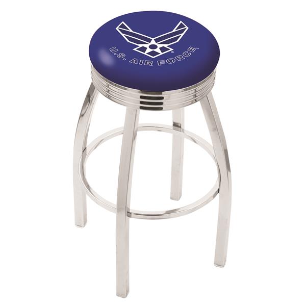 L8C3C U.S. Air Force 25-Inch Swivel Counter Stool with Chrome Finish 
