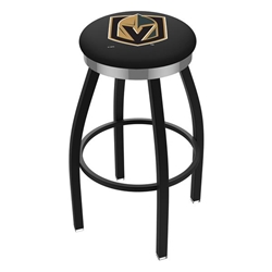 L8B2C Vegas Golden Knights 25-Inch Swivel Counter Stool with a Black Wrinkle and Chrome Finish 