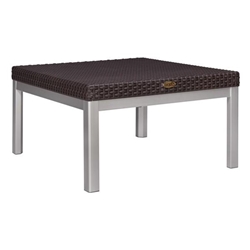 Russ Rattan Coffee Table with Aluminum Legs - Brown 