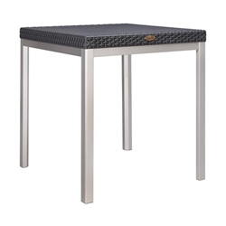 Russ Rattan Dining Table with Aluminum Legs - Black 