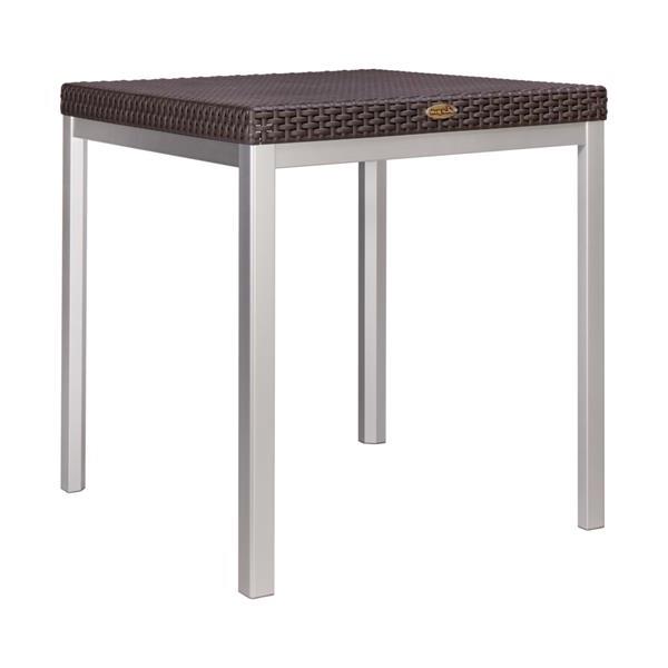 Russ Rattan Dining Table with Aluminum Legs - Brown 