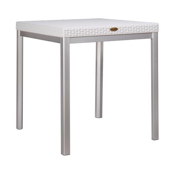 Russ Rattan Dining Table with Aluminum Legs - White 