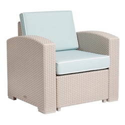 Lagoon Magnolia Rattan Club Chair Grey with a Blue Cushion - Grey 