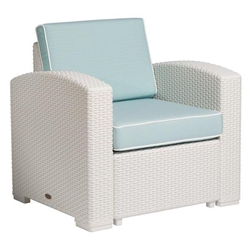 Lagoon Magnolia Rattan Club Chair White with a Blue Cushion - White 