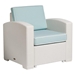 Lagoon Magnolia Rattan Club Chair White with a Blue Cushion - White - LAG1028