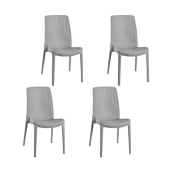 Lagoon Rue Stackable Rattan Dining Chair Set of 4 - Grey 