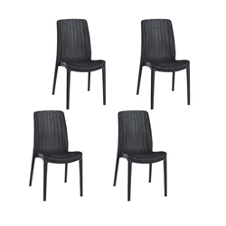 Lagoon Rue Stackable Rattan Dining Chair Set of 4 - Black 