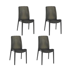 Lagoon Rue Stackable Rattan Dining Chair Set of 4 - Bronze 