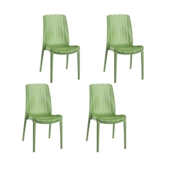 Lagoon Rue Stackable Rattan Dining Chair Set of 4 - Green 