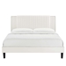 Zahra Channel Tufted Performance Velvet Queen Platform Bed - White - Style A - MOD10072