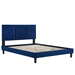 Sofia Channel Tufted Performance Velvet Queen Platform Bed - Navy - Style A - MOD10076