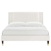 Zahra Channel Tufted Performance Velvet Twin Platform Bed - White - Style B - MOD10091