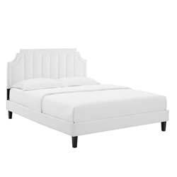 Sienna Performance Velvet Queen Platform Bed - White - Style A 
