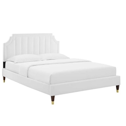 Sienna Performance Velvet Queen Platform Bed - White - Style B 