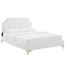 Sienna Performance Velvet Queen Platform Bed - White - Style C - MOD10173
