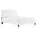 Alessi Performance Velvet Queen Platform Bed - White with Gold Metal Sleeve Legs - MOD10294