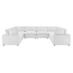 Commix Down Filled Overstuffed Performance Velvet 8-Piece Sectional Sofa - White 