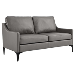 Corland Leather Loveseat - Gray 