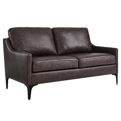 Corland Leather Loveseat - Brown 