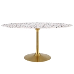 Lippa 60" Oval Terrazzo Dining Table - Gold White 