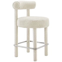 Toulouse Boucle Fabric Counter Stool - Ivory Silver 