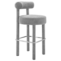 Toulouse Boucle Fabric Bar Stool - Light Gray Silver 