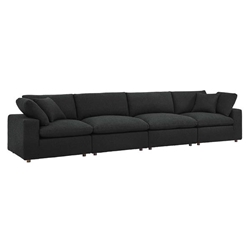 Commix Down Filled Overstuffed Boucle Fabric 4-Seater Sofa - Black 