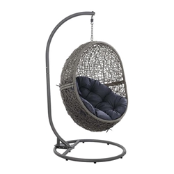 Encase Outdoor Patio Rattan Swing Chair - Gray Navy 