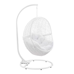 Encase Outdoor Patio Rattan Swing Chair - White White 