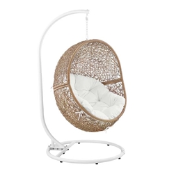 Encase Outdoor Patio Rattan Swing Chair - Cappuccino White 