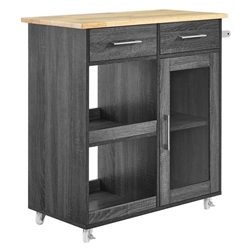 Culinary Kitchen Cart With Towel Bar - Charcoal Natural 