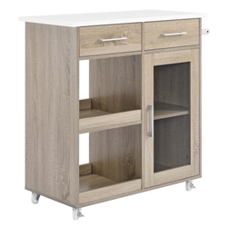 Culinary Kitchen Cart With Towel Bar - Oak White 