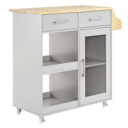 Culinary Kitchen Cart With Spice Rack - Light Gray Natural 