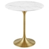 Lippa 20" Round Artificial Marble Side Table - Gold White
