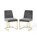Amplify Sled Base Performance Velvet Dining Chairs - Set of 2 - Gold Gray - MOD11020