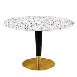 Zinque 47" Round Terrazzo Dining Table - Gold White 