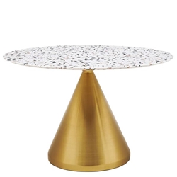 Tupelo 47" Round Terrazzo Dining Table - Gold White 