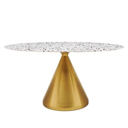 Tupelo 60" Oval Terrazzo Dining Table - Gold White 