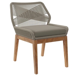 Wellspring Outdoor Patio Teak Wood Dining Chair - Light Gray Greige 