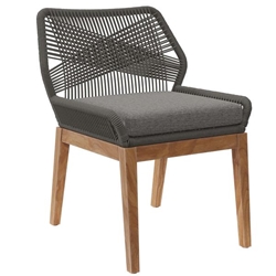 Wellspring Outdoor Patio Teak Wood Dining Chair - Gray Graphite 