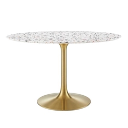 Lippa 48" Round Terrazzo Dining Table - Gold White 