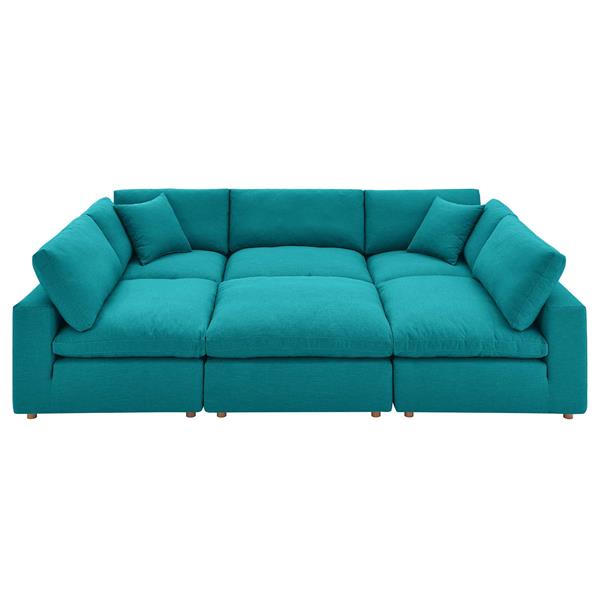 Commix Down Filled Overstuffed 6-Piece Sectional Sofa - Teal 