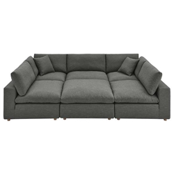 Commix Down Filled Overstuffed 6-Piece Sectional Sofa - Gray 