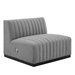 Conjure Channel Tufted Upholstered Fabric 6-Piece Sectional Sofa - Black Light Gray - MOD11304