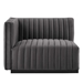 Conjure Channel Tufted Performance Velvet 6-Piece Sectional - Black Gray- Style B - MOD11314