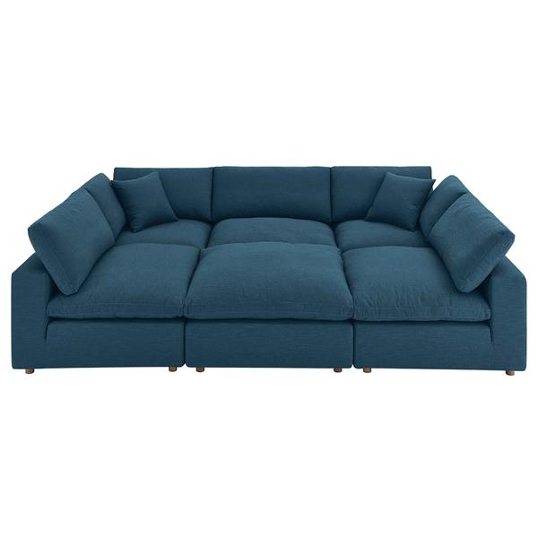 Commix Down Filled Overstuffed 6-Piece Sectional Sofa - Azure 