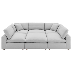 Commix Down Filled Overstuffed 6-Piece Sectional Sofa - Light Gray - Style A 